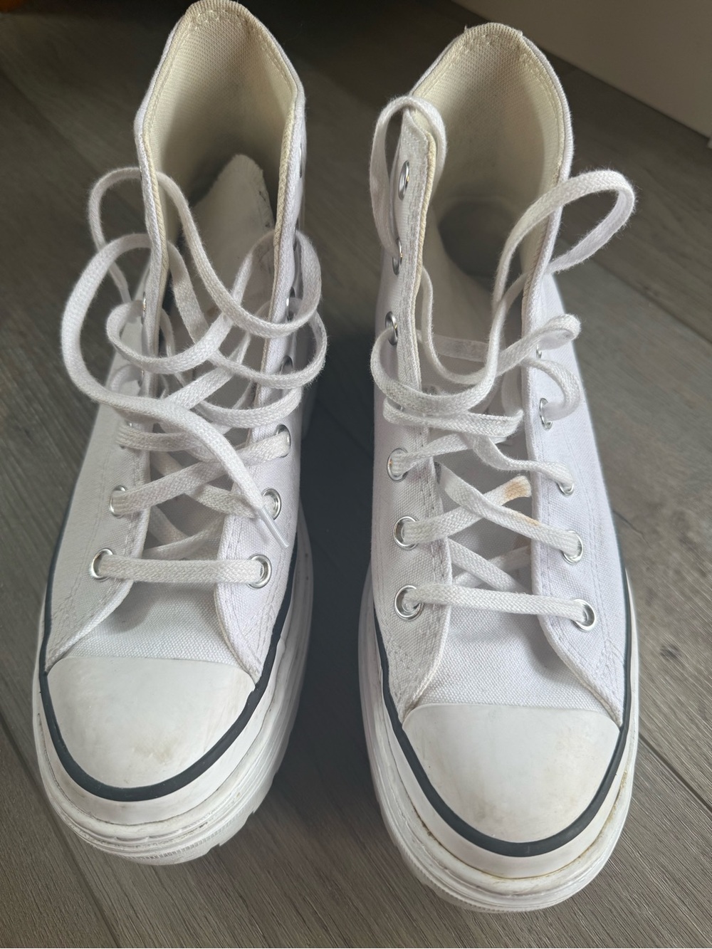 White High-Top Platform Chunky Converse Canvas Sneakers - Picture 3 of 6